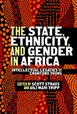 The State, Ethnicity, and Gender in Africa: cover showing abstract black and orange art, with the title text written in bold white and yellow font.